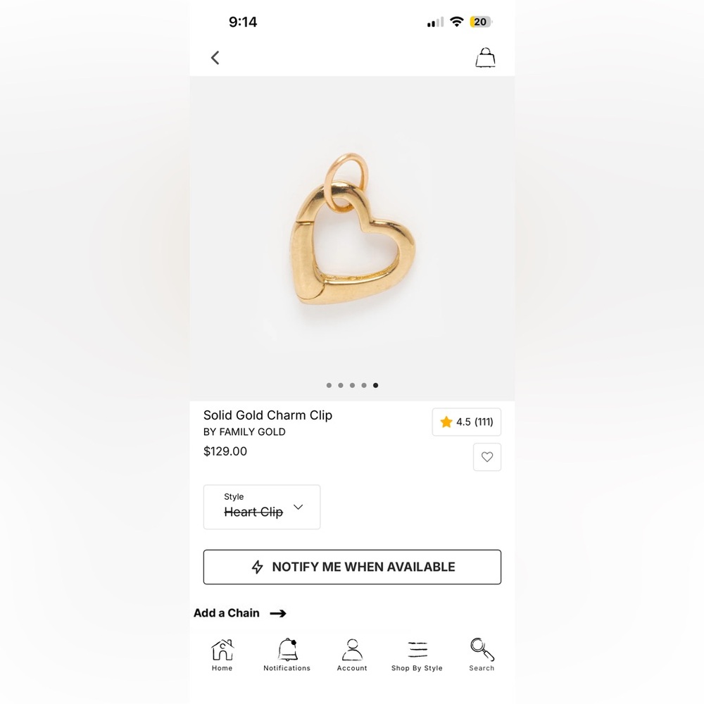 Local Eclectic Solid Gold Hart Charm Connector - image 1